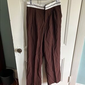 Wayf Brown Women's Pants with White Trim